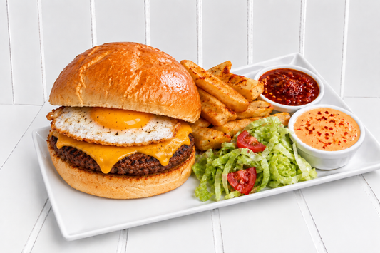 Beef, Egg & Cheese Burger