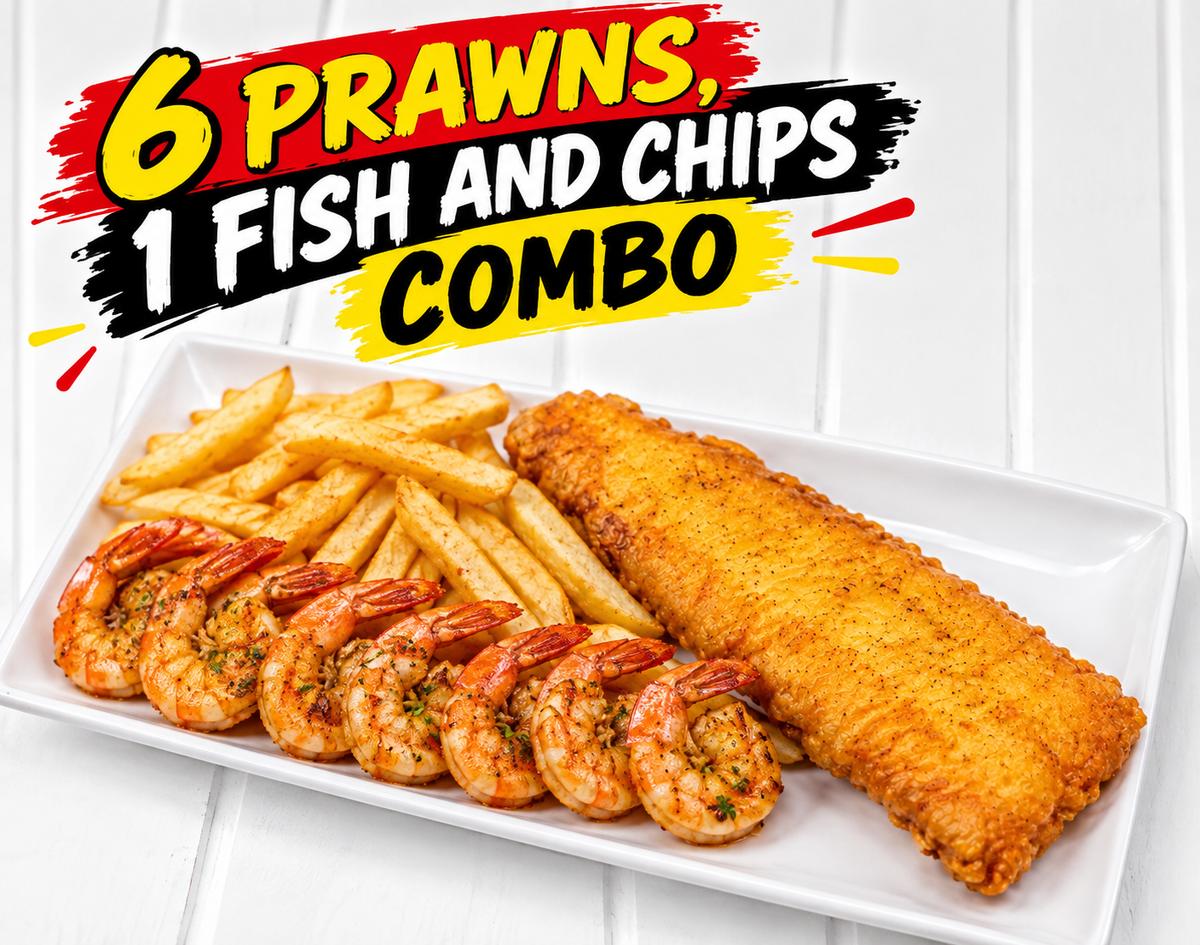6 Prawns, 1 Fish & Chips